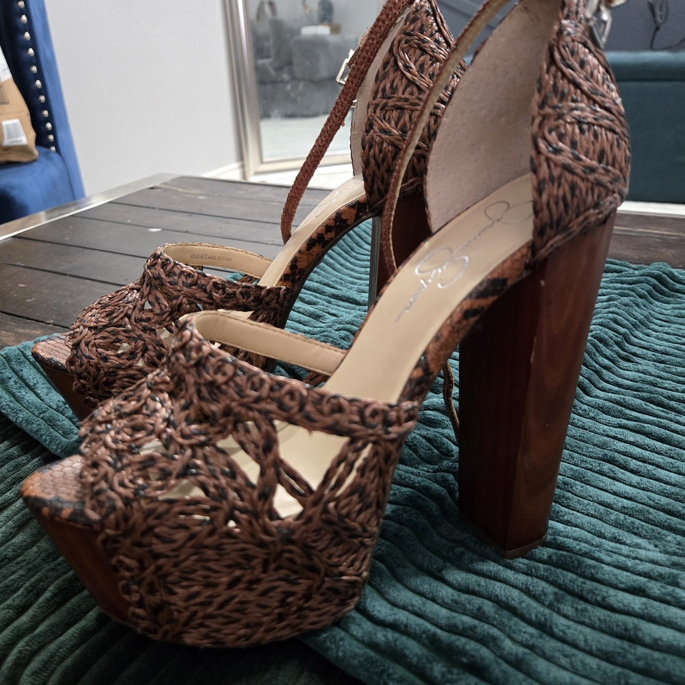 Jessica Simpson Woven Brown Platform Heels